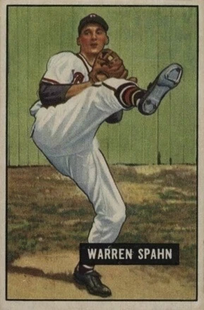1951 Bowman #134 Warren Spahn Baseball Card 1951 Bowman #134 Warren Spahn Baseball Card