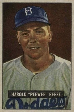 1951 Bowman #80 Pee Wee Reese Baseball Card 1951 Bowman #80 Pee Wee Reese Baseball Card