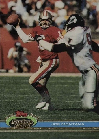1991 Topps Stadium Club #327 Joe Montana Football Card 1991 Topps Stadium Club #327 Joe Montana Football Card