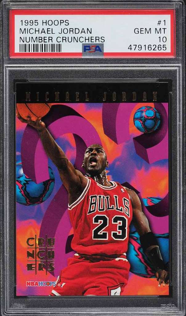 1995 Hoops Number Crunchers Michael Jordan #1 PSA 10, one of the most undervalued 90s Michael Jordan cards.
