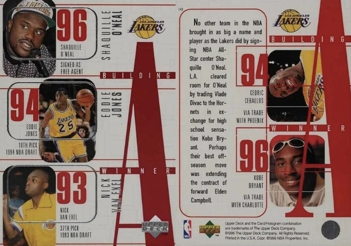 1996 Upper Deck #148 Los Angeles Lakers Basketball Card 1996 Upper Deck #148 Los Angeles Lakers Basketball Card