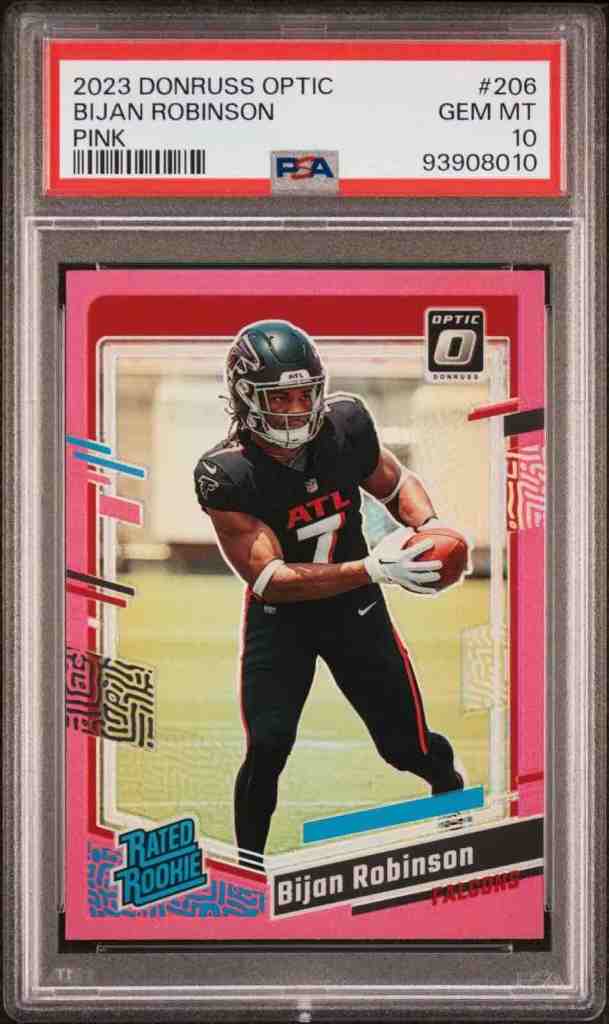 2023 Donruss Optic #206 Bijan Robinson Pink PSA 10