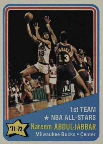 1972 Topps #163 Kareem Abdul-Jabbar All-Star Basketball Card 1972 Topps #163 Kareem Abdul-Jabbar All-Star Basketball Card