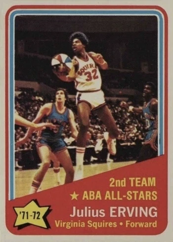 1972 Topps #255 Julius Erving All-Star Basketball Card 1972 Topps #255 Julius Erving All-Star Basketball Card
