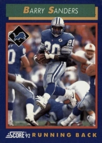 1992 Score #1 Barry Sanders Football Card 1992 Score #1 Barry Sanders Football Card