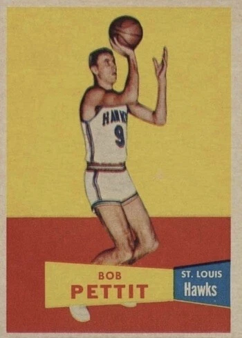 1957 Topps #24 Bob Pettit Rookie Card 1957 Topps #24 Bob Pettit Rookie Card