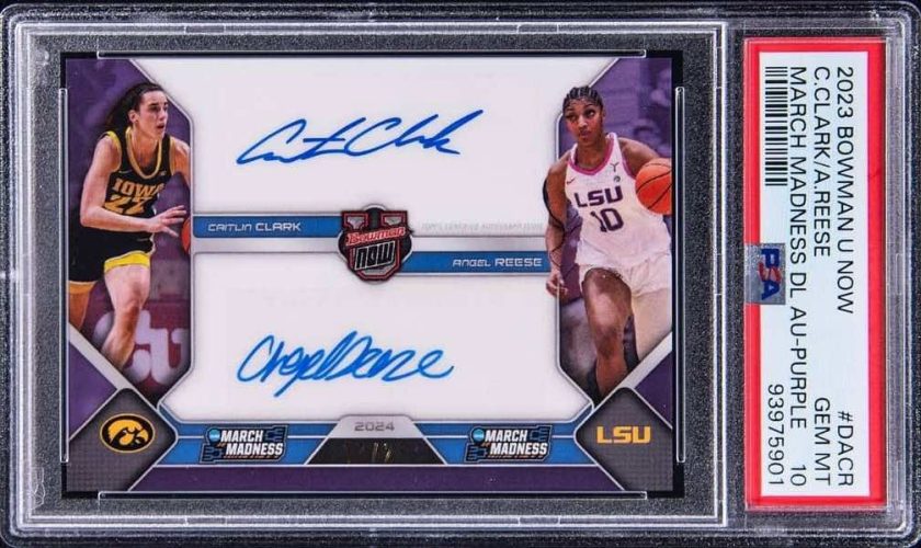 2023 Bowman U Now #DACR C. Clark/A. Reese March Madness DL AU- Purple PSA 10