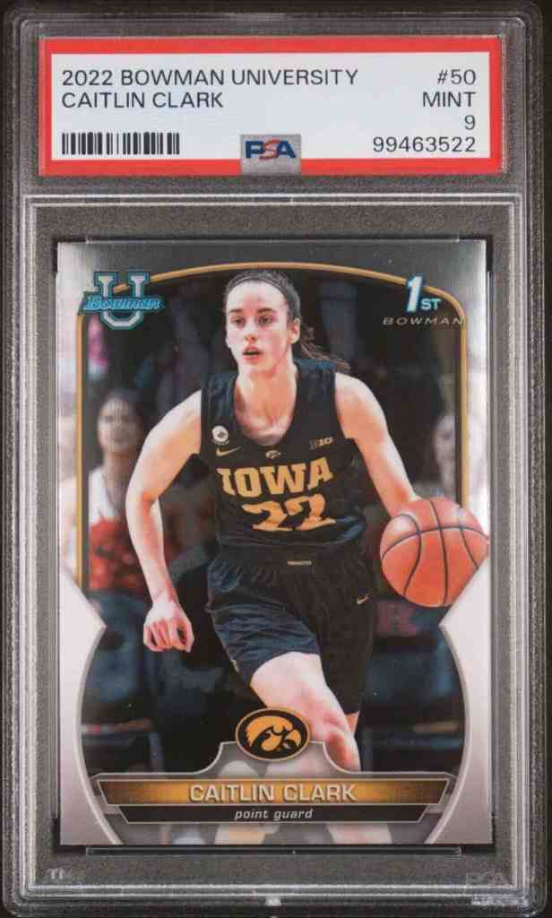 2022 Bowman University #50 Caitlin Clark PSA 9