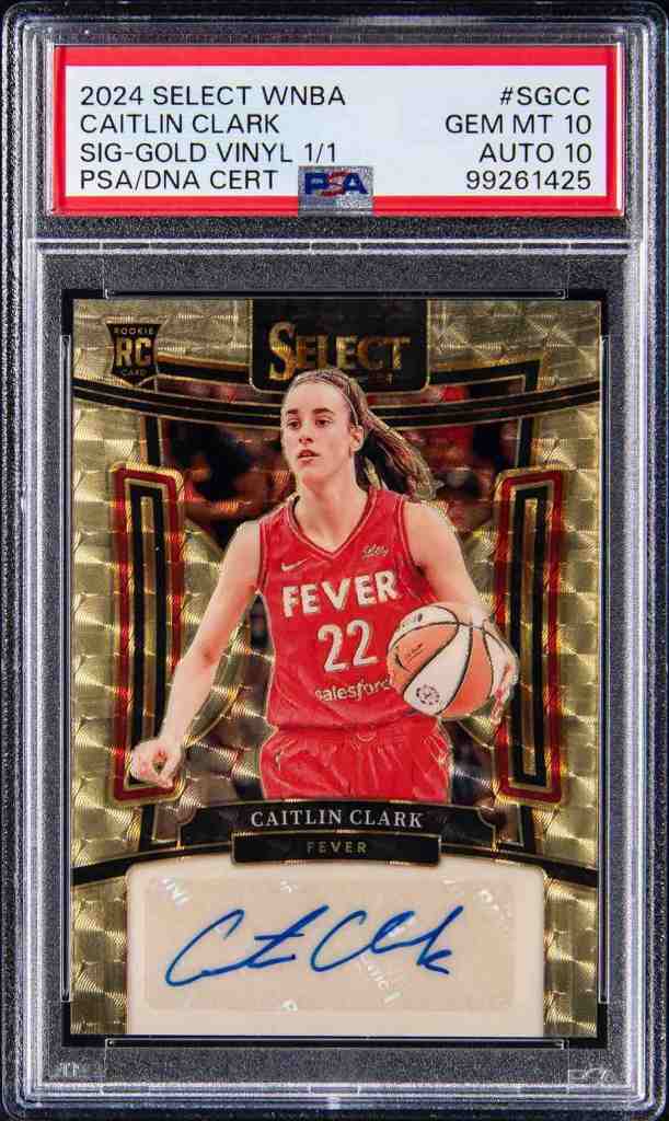 2024 Select WNBA #SGCC Caitlin Clark Sig-Gold Vinyl 1/1 PSA 10