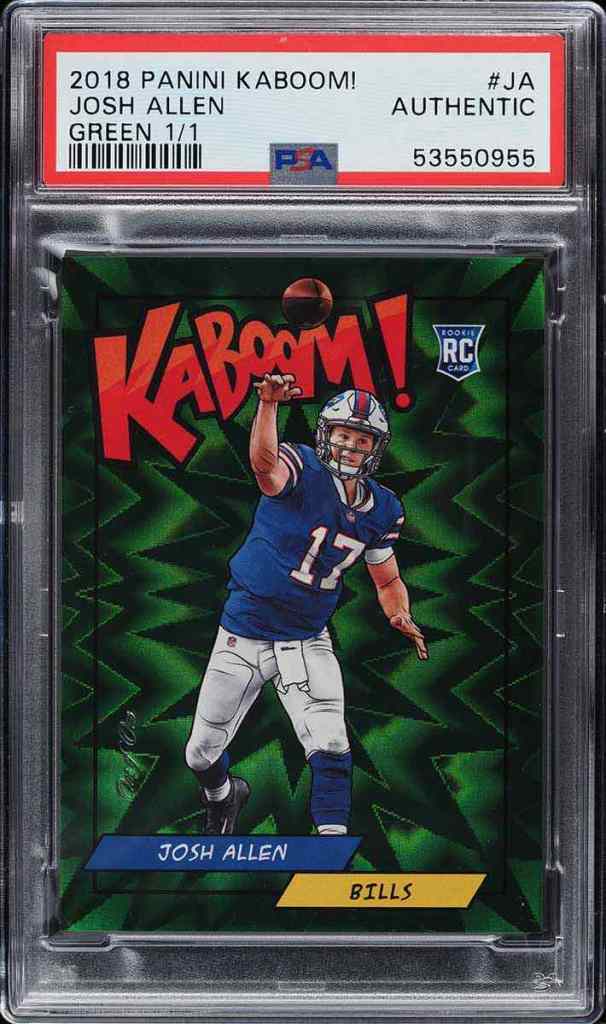 2018 Panini Kaboom! #JA Josh Allen Green 1/1 PSA Authentic.