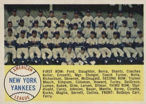 1958 Topps #246 Yankees Team Baseball Card 1958 Topps #246 Yankees Team Baseball Card