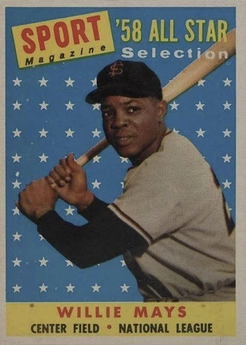 1958 Topps #486 Willie Mays All-Star Baseball Card 1958 Topps #486 Willie Mays All-Star Baseball Card