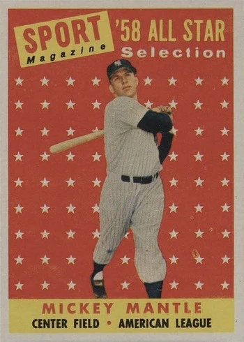1958 Topps #487 Mickey Mantle All-Star Baseball Card 1958 Topps #487 Mickey Mantle All-Star Baseball Card