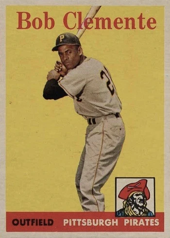 1958 Topps #52 White Letters Roberto Clemente Baseball Card 1958 Topps #52 White Letters Roberto Clemente Baseball Card