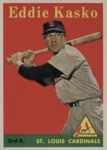 1958 Topps #8 Yellow Letters Eddie Kasko Baseball Card 1958 Topps #8 Yellow Letters Eddie Kasko Baseball Card