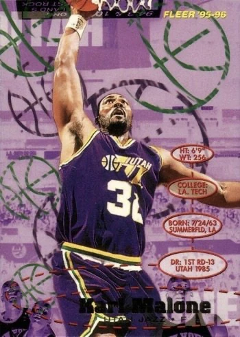 1995 Fleer #188 Karl Malone Basketball Card 1995 Fleer #188 Karl Malone Basketball Card