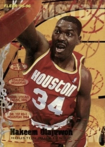 1995 Fleer #71 Hakeem Olajuwon Basketball Card 1995 Fleer #71 Hakeem Olajuwon Basketball Card