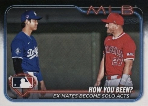 2024 Topps Update #US76 Shohei Ohtani and Mike Trout Baseball Card 2024 Topps Update #US76 Shohei Ohtani and Mike Trout Baseball Card