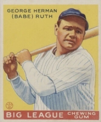 1933 Goudey #53 Babe Ruth Baseball Card 1933 Goudey #53 Babe Ruth Baseball Card