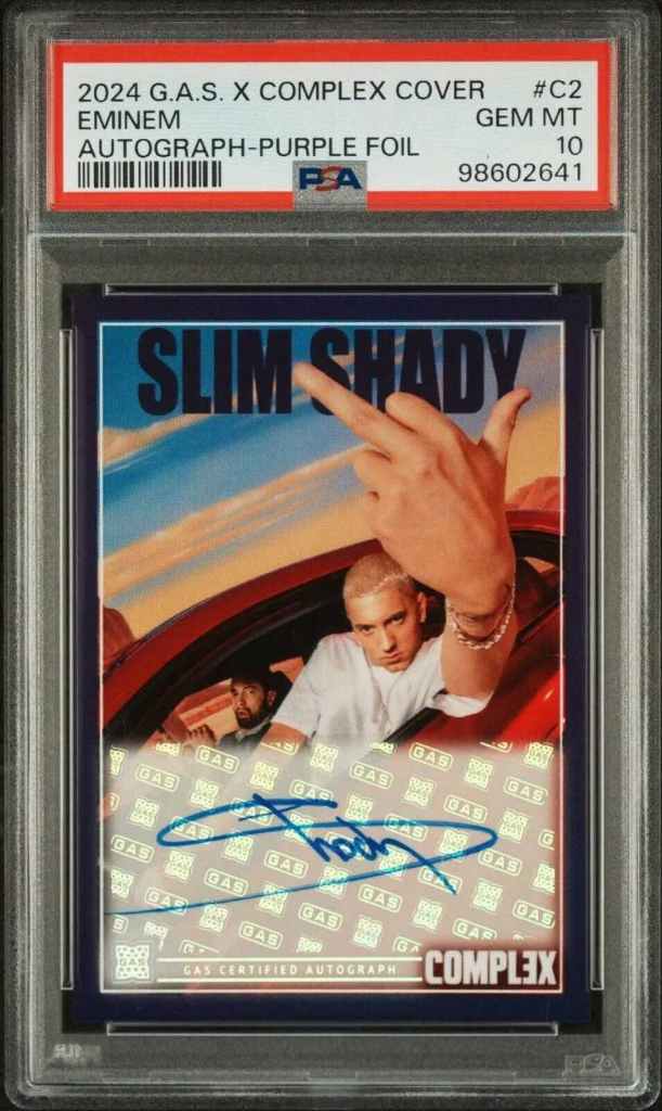 2024 GAS x Complex #C2 Eminem Slim Shady Autograph Purple Foil /20 PSA 10