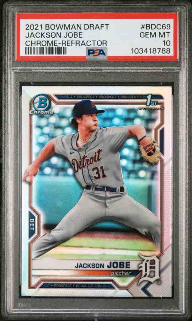 2021 Bowman Draft #BDC69 Jackson Jobe Chrome Refractor PSA 10