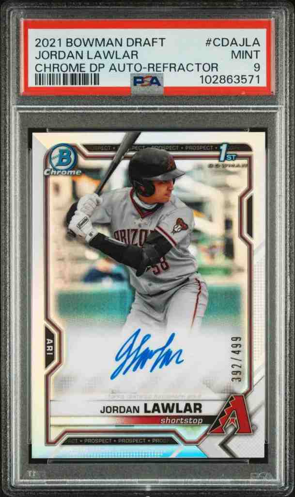 2021 Bowman Draft #CDJLA Jordan Lawlar Chrome DP Auto Refractor PSA 9.