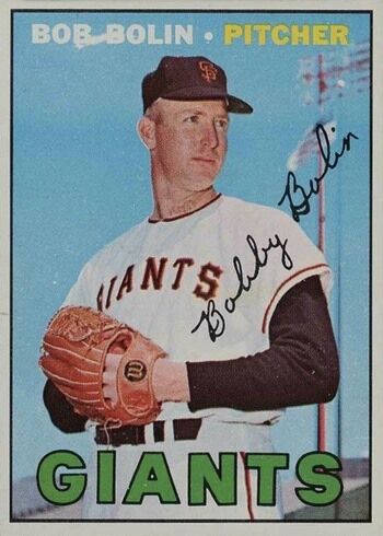 1967 Topps #252 Bob Bolin Baseball Card (White Streak Variation) 1967 Topps #252 Bob Bolin Baseball Card (White Streak Variation)