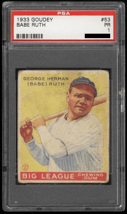 1933 Goudey #53 Babe Ruth PSA 1